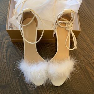 QUPID - White Fluff Heel Shoe